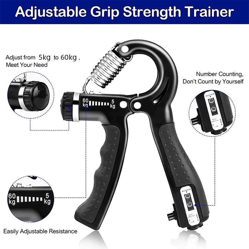 5-60kg Adjustable Hand Grip Strengthener Hand Grip Trainer With Counter Wrist Forearm And Hand Exerciser For Muscle Building - Lojas Kalibu