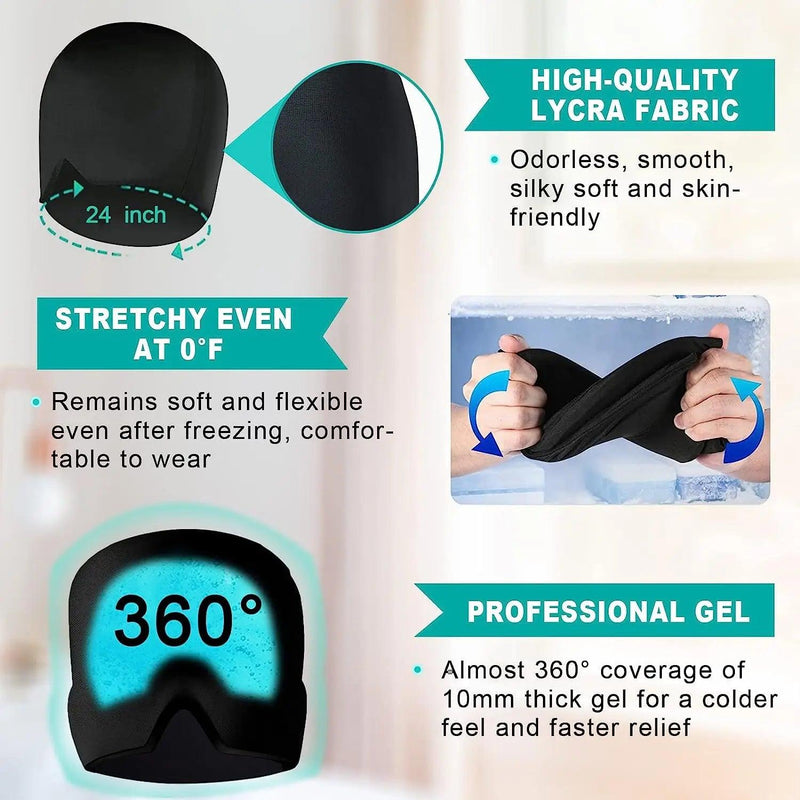 Migraine Relief Hat headache hat Gel Hot Cold Therapy Ice Cap For Relieve Pain Ice Hat Eye Mask Stress Pressure Pain Relief - Lojas Kalibu