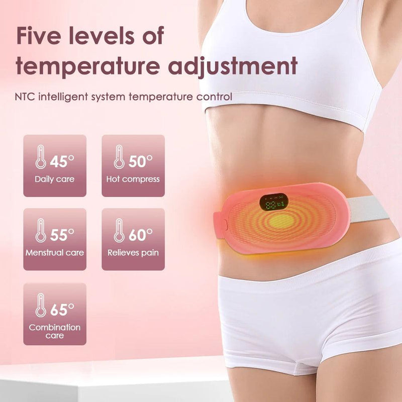 USB Menstrual Uterine Warm Belt For Women Belly Pain Relief 5 Gear Electric Heating Pad Vibration Abdomen Waist Massager Brace - Lojas Kalibu