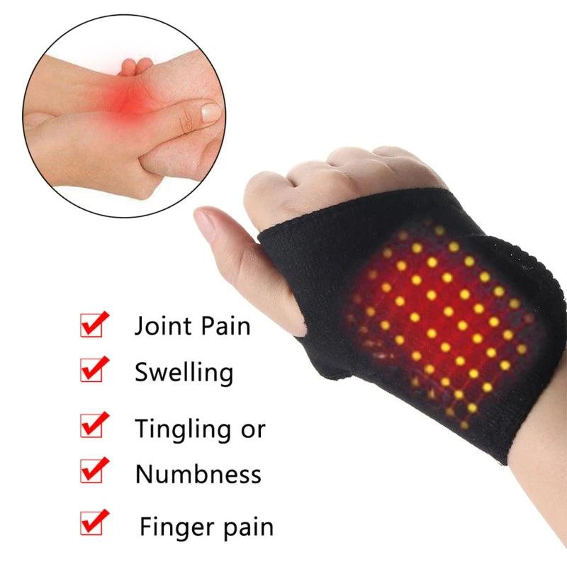 Self-Heating Wrist Band Magnetic Therapy Support Brace Wrap Heated Hand Warmer Compression Pain Relief Wristband Sanitizer Belt - Lojas Kalibu