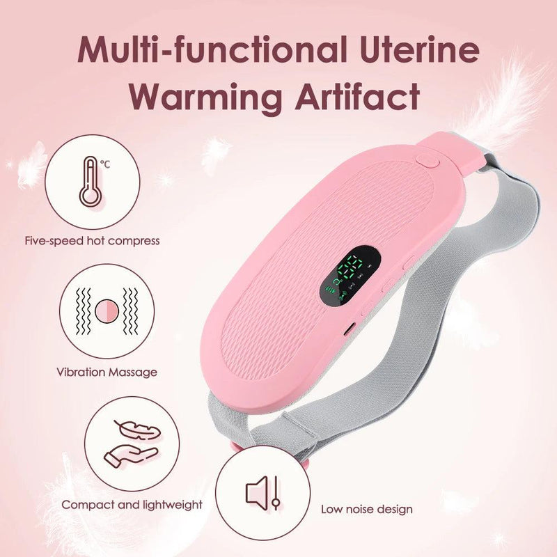 USB Menstrual Uterine Warm Belt For Women Belly Pain Relief 5 Gear Electric Heating Pad Vibration Abdomen Waist Massager Brace - Lojas Kalibu