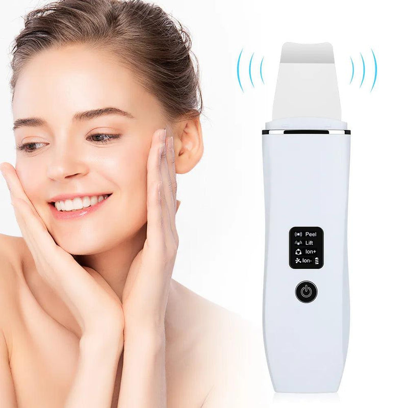 Ultrasonic Skin Scrubber Peeling Blackhead Remover Deep Face Cleaning Ultrasonic Ion Acne Pore Cleaner Facial Shovel Cleanser - Lojas Kalibu