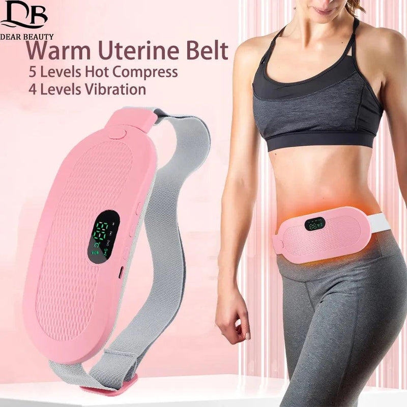 USB Menstrual Uterine Warm Belt For Women Belly Pain Relief 5 Gear Electric Heating Pad Vibration Abdomen Waist Massager Brace - Lojas Kalibu