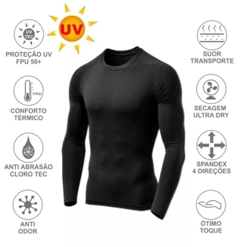 Thermal Sun Protection T-Shirt Compression Second Skin UV Iced Fabric 50 + Various Colors Wholesale and Retail Unisex Men Fem - Lojas Kalibu